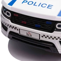 HOMCOM 12V Electric Car for Kids, Ride on Police Car with 2 Motors, Remote Control, Siren Flashing Lights, Suspension, USB, Auxiliary Wheels, Pull handle, for 3-6 Years, White(m-11)