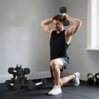 SPORTNOW Conjunto de Halteres 2x4 kg 2x6 kg 2x8 kg com Suporte de Armazenamento para Exercício e Treino Preto(m-7)