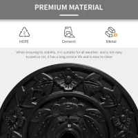 Outsunny Stojak na parasol, półokrągły, 9 kg, wzór kwiatowy, HDPE/cement, na maszty Ø35/38/48 mm(m-7)