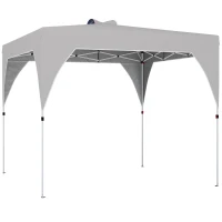 Outsunny Pavillon 3x3m, wasserabweisend Stabil Pop-up Faltpavillon mit Tasche verstellbarer Höhe, UV Schutz 50+, Dunkelgrau(m-1)