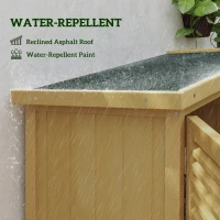 Outsunny Skrzynia ogrodowa drewniana, 4 półki, dach asfaltowy(m-4)