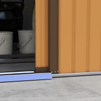 Outsunny 13 x 11ft Metal Garden Shed, Waterproof Outdoor Bike Storage Shed Galvanised with Vents, Foundation Kit, Apex Roof and Lockable Double Doors for Patio Lawn, Light Brown(m-11)