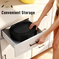 HOMCOM Electric Ceramic Hob with Grill Plate, Multifunctional 36cm Plug in Electric Hob with 4 Heat Levels for All Type Pot(m-7)