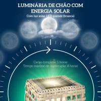 Outsunny Candeeiro Solar de Exterior em Vime Sintético com Luz LED Automático para Varanda e Pátio 21x21x78cm Madeira(m-5)