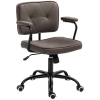 Vinsetto Krzesło Biurowe Komputerowe, Design Retro, Pikowanie Guziki, Eko Skóra, Regulowalne Wysokością, Kawa(m-11)