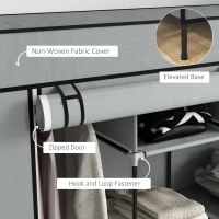 HOMCOM Szafa z tkaniny, drzwi, 2 drążki na ubrania, 10 przegródek, Szary(m-5)