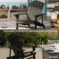 Outsunny Fotel Adirondack odporny na warunki atmosferyczne, drewniany fotel ogrodowy z wysokim oparciem i podłokietnikami(m-4)