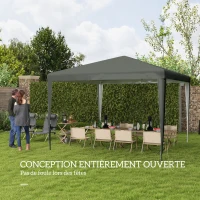 Outsunny Tonnelle de jardin 3 x 3 m, barnum tente de réception Structure en acier, tissu PE pour fêtes et mariages, gris(m-4)