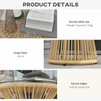 Outsunny Stolik Ogrodowy Stolik Rattanowy, Blat ze Szkła, PE-Rattan, 40 cm x 40 cm x 42 cm Beżowy(m-6)