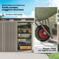Outsunny Capanno Porta Attrezzi con 2 Prese d'Aria e Chiavistello, in Acciaio, 249x121x183 cm, Grigio Chiaro(m-6)