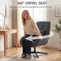 HOMCOM Obrotowy Fotel Akcentowy, Chenille, Wysokie Oparcie, Głębokie Siedzisko, Ciemnoszary(m-7)