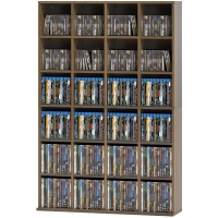 HOMCOM Meuble de rangement multimédia 456 CD/ 336 DVD - bibliothèque en bois avec étagères réglables, 89 x 130,5 cm, marron