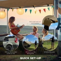 Outsunny Markiza boczna samochodowa, regulowana wysokość, 160 x 250 x 125-225 cm, Khaki(m-4)