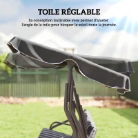 Outsunny Balancelle de Jardin 3 Places Toit imperméabilisé Inclinaison réglable Coussins Assise Dossier gris, blanc rayé(m-4)