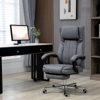 Vinsetto Chaise de bureau siège pivotant dossier inclinable hauteur réglable 65 x 61 x 105-113 cm gris(m-10)