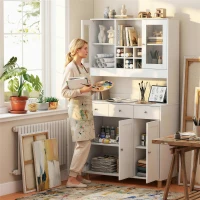 HOMCOM Biała szafka artystyczna 180cm – Witryna na dzieła i organizer do pracowni – Szkło, szuflada & regulowane półki – 100x40cm(m-12)