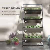 Outsunny Drabinka na rośliny, Drabinka na kwiaty, Pudełko na rośliny, Stosowalne, Odporna na warunki atmosferyczne, 76 x 79 x 162 cm, Brązowy(m-4)