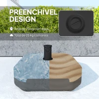 Outsunny Base para Chapéu de Sol Quadrada com Postes Ø38 mm Ø48 mm Recarregável com Areia 25 kg ou Água 20 kg Preto(m-4)