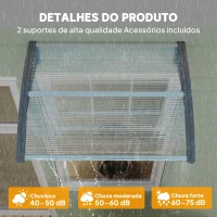 Outsunny Marquise para Portas e Janelas 100x75 cm Toldo de Proteção contra Sol e Chuva com Cobertura de Policarbonato e Barra de Alumínio Transparente(m-5)