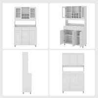 HOMCOM Biała szafka artystyczna 180cm – Witryna na dzieła i organizer do pracowni – Szkło, szuflada & regulowane półki – 100x40cm(m-17)