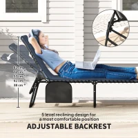 Outsunny Set of Two Reclining Sun Loungers - Dark Blue(m-4)