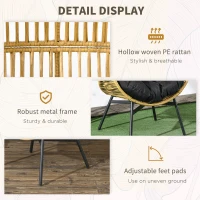 Outsunny Fotel rattanowy z grubą poduszką, na taras, kolor piaskowy(m-7)