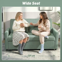 HOMCOM Three-Way 2 Seater Sofa Bed with Three-position back and Two Soft Pillows - Green(m-8)