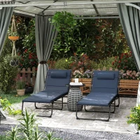Outsunny Set of Two Reclining Sun Loungers - Dark Blue(m-2)