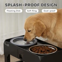 PawHut Podwyższona Miska dla Psa Regulowana Miska z 2 Miskami dla Małych i Dużych Psów Czarna(m-7)