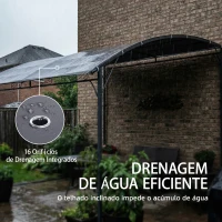 Outsunny Pérgola de Parede 2,8x3,8 m com Teto Inclinado Orifícios de Drenagem e Estrutura Metálica Cinzento(m-6)