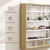 HOMCOM Raft de Perete cu 5 Nivele și Vitrină cu 2 Uși din Sticlă și 4 Rafturi Reglabile(m-6)