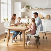 HOMCOM Lot de 4 chaises de salle à manger rembourrées avec dossier haut, pieds en acier et tissu effet velours, crème(m-7)