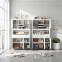 HOMCOM Biała szafka artystyczna 180cm – Witryna na dzieła i organizer do pracowni – Szkło, szuflada & regulowane półki – 100x40cm(m-13)