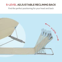 Outsunny Leżaki plażowe 2 szt., składane z poduszką, torba, Beżowe(m-4)