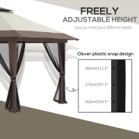 Outsunny Pawilon składany, regulowany wysokość, 4 ścianki z siateczki, dach wentylacyjny, torba transportowa, szybki montaż, 4 x 4 x 3 m, Beżowy(m-6)