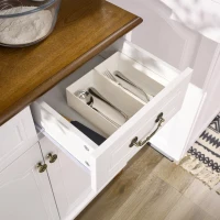 HOMCOM Szafka kuchenna z 2 szufladami, wysoki szafką z otwartą półką, szafka z witryną i funkcją Soft-Close do salonu, kuchni, 76 x 38 x 182 cm, biały(m-10)