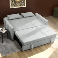 HOMCOM Three-Way Two-Seater Sofa Bed - Light Grey(m-15)
