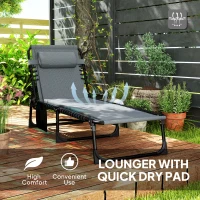 Outsunny Leżak ogrodowy składany z poduszką i kieszenią boczną(m-6)