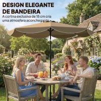 Outsunny Chapéu de Sol para Jardim Ø2,7 m com Inclinação Ajustável em 3 Posições Manivela e Volante Cáqui(m-4)