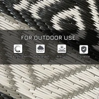 Outsunny Dywan Zewnętrzny Na Taras, Wodoszczelny, Nowoczesny Design, 365 cm x 274 cm x 0.3cm, Czarno+Biały(m-6)