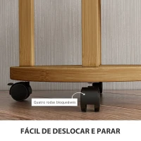 Outsunny Suporte para Plantas em Bambu com Rodas de 5 Níveis Estante Redonda para Plantas para Cantos 33x33x90 cm Madeira(m-6)