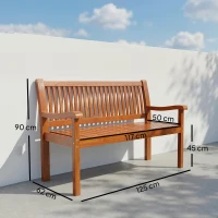 Outsunny Banco de Jardim em Madeira Banco de Exterior de 2 Lugares com Capa Impermeável Encosto Ergonómico 125x62x90 cm Castanho Claro(m-3)