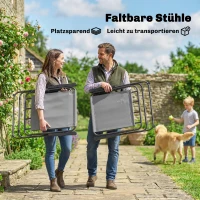 Outsunny Tuinmeubelset Zitgroep 119 x 68 cm Glazen Tafel met 6 Klapstoelen Parasol Waterstructuur Grijs(m-4)