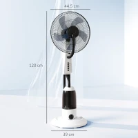 HOMCOM Spray Misting Fan, Floor Fan with Water Mist Spray, 70° Oscillation, Tilt Head, 3 Speeds, 2.8L Water Tank, White(m-3)