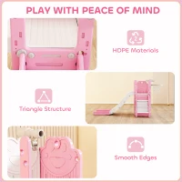 AIYAPLAY 5 in 1 Kids Slide Set with Basketball Hoop, Climbing Frame, Telescope, Storage Box for Toddlers Ages 1-3, Pink(m-6)