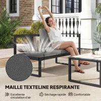 Outsunny Salon de Jardin Extérieur d'Angle 5 Personnes avec 2 Canapés, Chaise Sans Accoudoirs, Table Basse, Gris Foncé(m-5)
