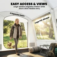 Outsunny Achtertent voor 2-4 personen, 320 x 280 x 205 cm 2-in-1 autotent waterdicht tunneltent met 4 deuren, raam en grondzeil(m-6)