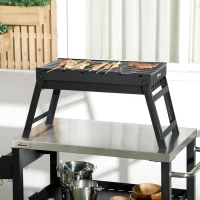 Outsunny Barbecue au charbon de bois pliable portable BBQ grill sur pieds avec bassin à charbon extractible 74L x 30l x 37H cm(m-10)