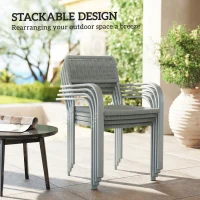 Outsunny Stackable Garden Chairs Set of 4, Rattan Effect Outdoor Dining Chairs, Light Grey(m-7)