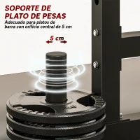 SPORTNOW Soporte Barra Pesas Ajustable en Altura con Topes de Seguridad para Sentadillas y Press de Banca en Casa Carga 300 kg(m-7)